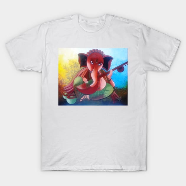 Musical Ganesha T-Shirt by Rupaprakash